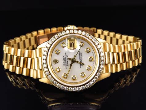 gold replica rolex|pre owned women's rolex.